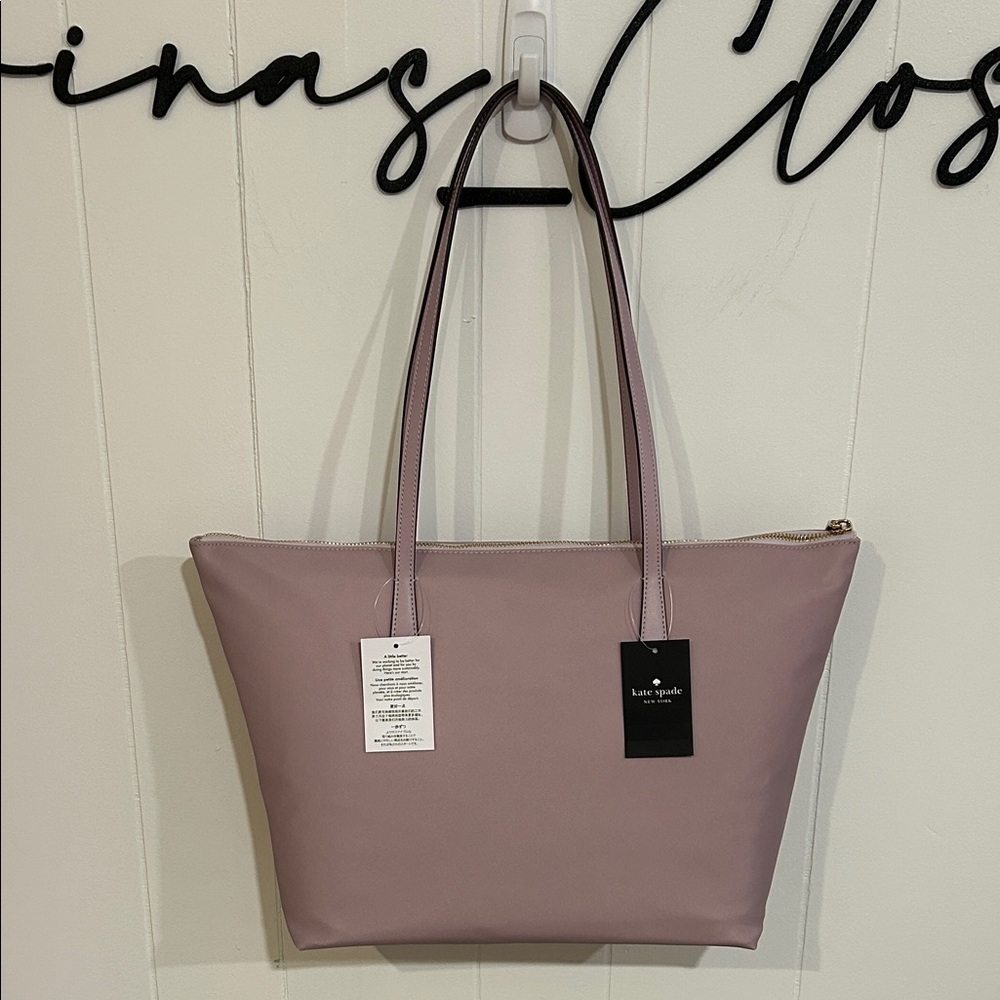 Kate Spade Kitt Nylon Medium Tote Bag in Lavender Smoke NWT - Picture 6 of 10